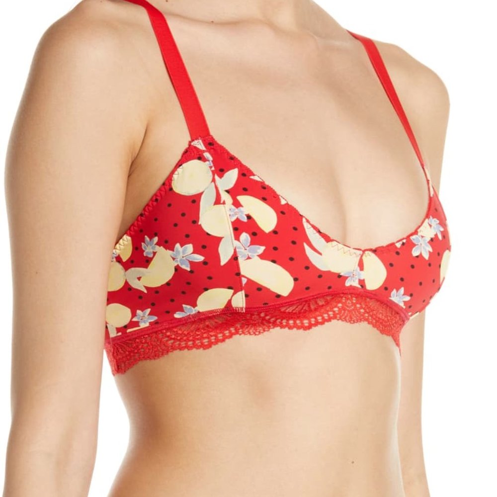 Free People Mari Printed Bralette Red $38 Floral D - Picture 3 of 5